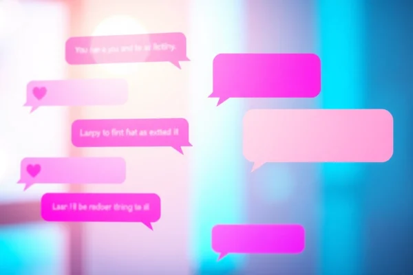 Sexting AI digital conversation interface with playful messages and emojis