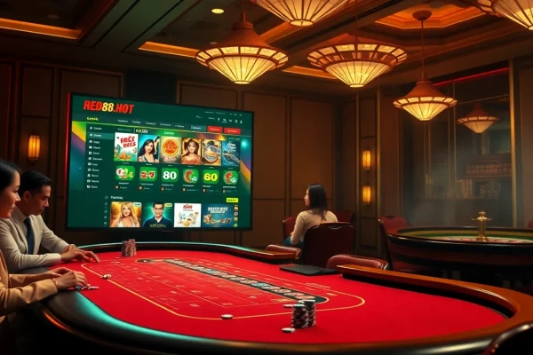 Experience thrilling baccarat action at red88.hot casino with vibrant gaming tables and luxurious ambiance.