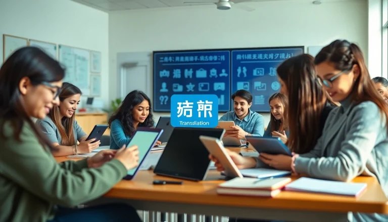 Modern digital education environment showcasing 有道 translation tools in use.