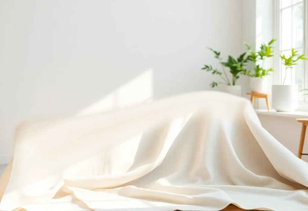 Creëer een uitnodigende visuele ervaring met zuiver linnen in een serene setting.