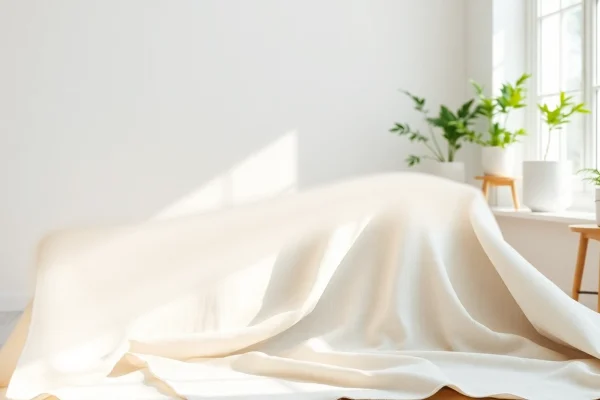 Creëer een uitnodigende visuele ervaring met zuiver linnen in een serene setting.