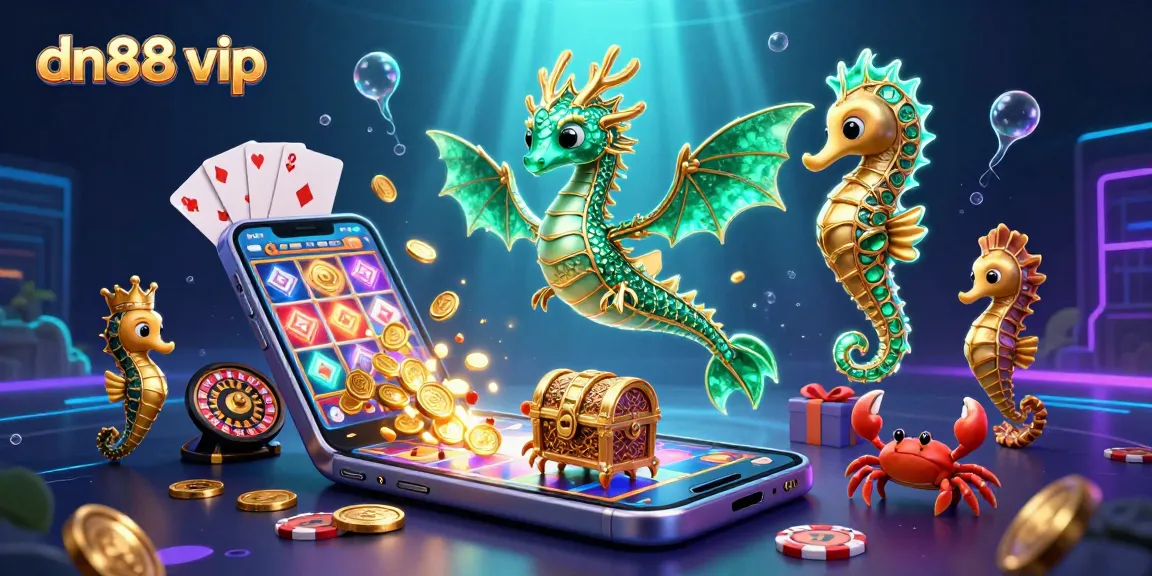 Experience thrills with dn88 vip, showcasing an enchanting sea dragon and engaging casino elements.
