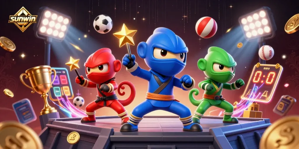 Engage with sunwin's thrilling casino experience featuring vibrant ninja chameleons showcasing dynamic actions.