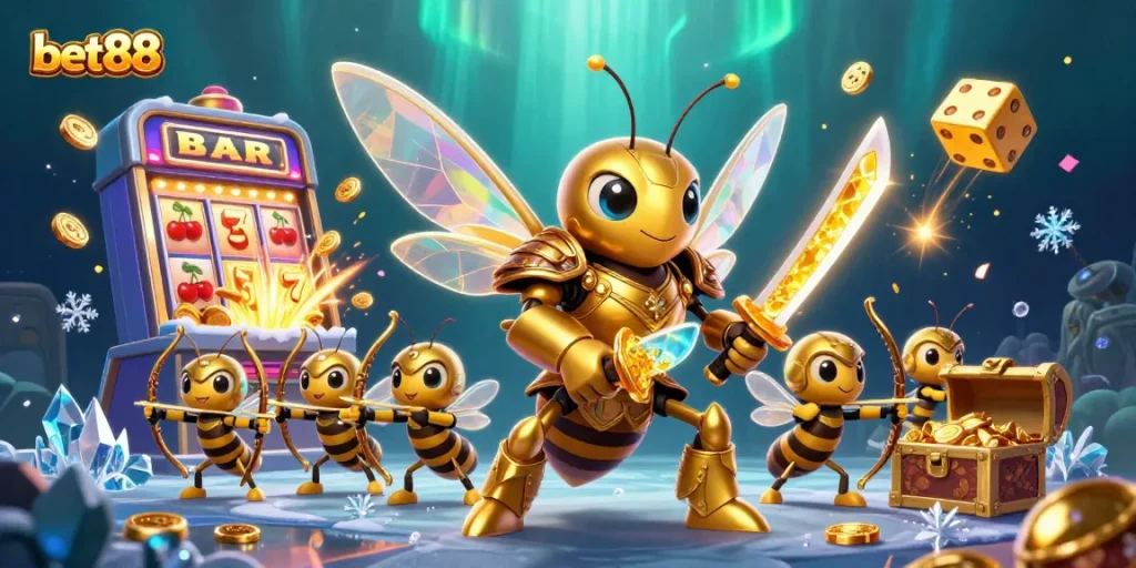 Experience thrilling gaming at bet88 with dynamic slot action and captivating casino scenes.